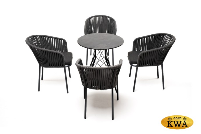 "Конте" обеденная группа на 4 персоны, круглый стол, цвет "серый гранит"