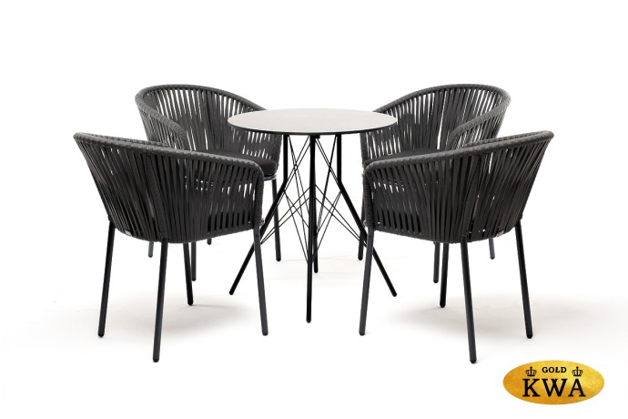 "Конте" обеденная группа на 4 персоны, круглый стол, цвет "серый гранит"