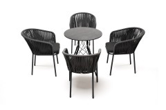 "Конте" обеденная группа на 4 персоны, круглый стол, цвет "серый гранит"