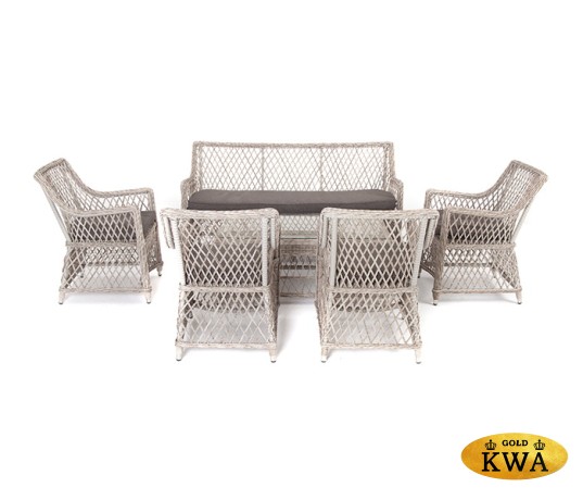 "Асти" лаунж-зона из искусственного ротанга на 6 персоны, цвет бежевый