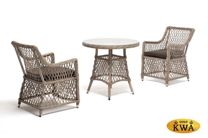 "Эспрессо–80 L" обеденная группа плетеная, цвет бежевый