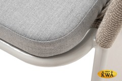 "Лион" стул плетеный из роупа, каркас алюминий светло-серый (RAL7035) муар, роуп серый меланж круглый, ткань светло-серая