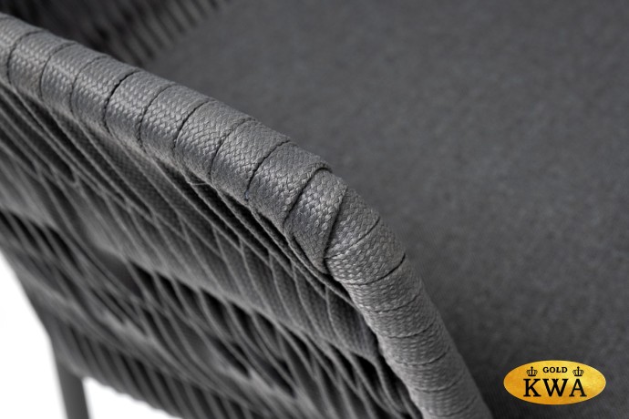 "Диего" обеденная группа на 4 персоны со стульями "Бордо" плетения колос, столешница "серый гранит"