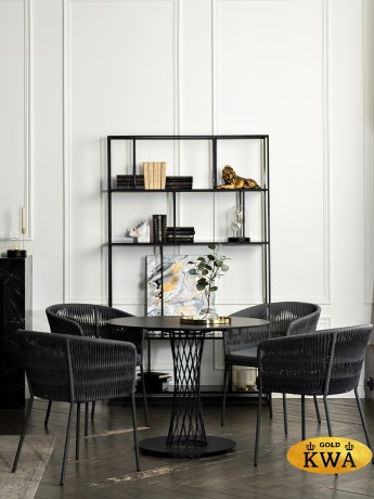 "Диего" обеденная группа на 4 персоны со стульями "Бордо" плетения колос, столешница "серый гранит"