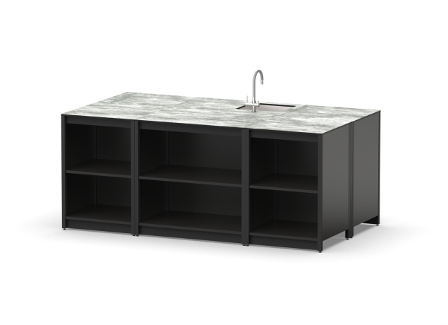 Остров кухонный уличный R-404S, 2.1 м, черный/серый каспий