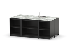 Остров кухонный уличный R-404S, 2.1 м, черный/серый каспий