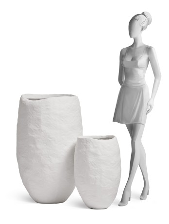 Кашпо TREEZ Effectory Organic Высокая чаша Белый камень д-39 см, в-58 см