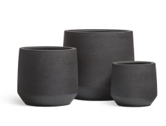 Кашпо TREEZ Ergo Hard Rock Трапециевидная чаша Черный песок д-42, в-38 см