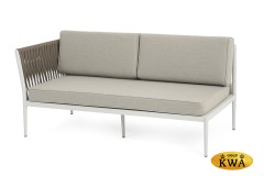 "Касабланка" правый модуль плетеный из роупа, каркас алюминий светло-серый (RAL7035) муар, роуп серо-коричневый 23мм, ткань бежевая 15052