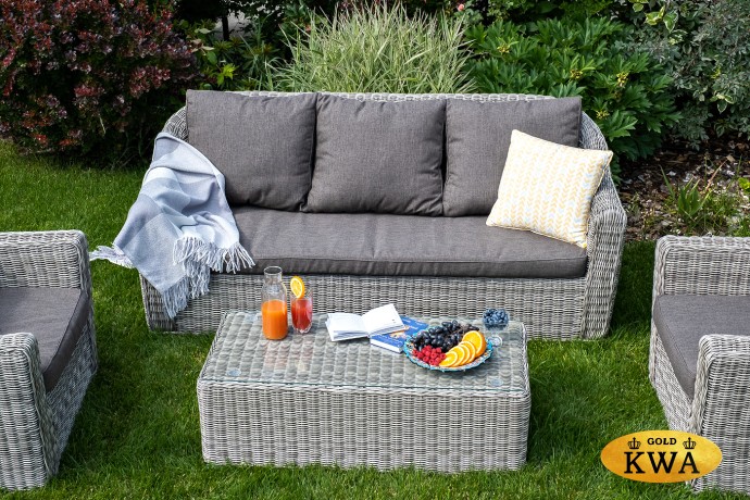 "Фабриция" диван из искусственного ротанга трехместный, цвет серый