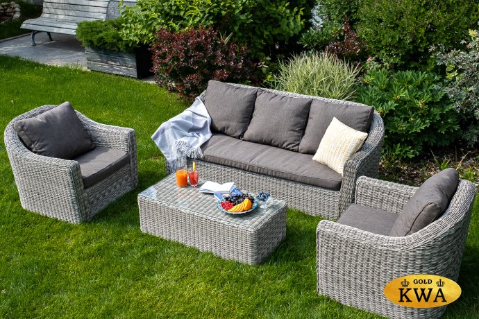 "Фабриция" диван из искусственного ротанга трехместный, цвет серый