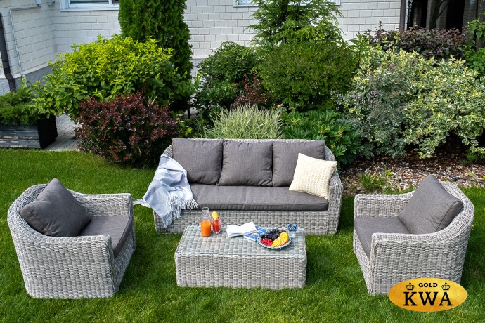 "Фабриция" диван из искусственного ротанга трехместный, цвет серый