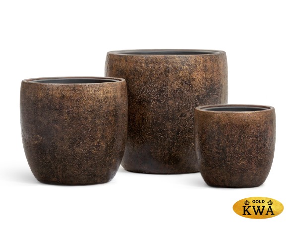 Кашпо TREEZ Effectory Metal Конус-чаша Rough с золотой патиной в-40 см, д-40 см