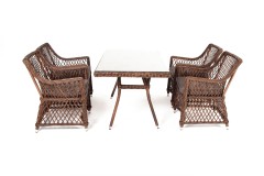 "Латте–140 L" обеденная группа плетеная, цвет коричневый