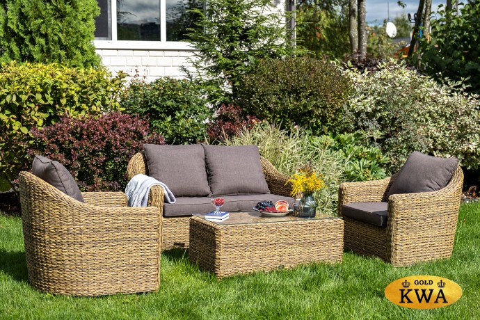 "Кон Панна" диван из искусственного ротанга (гиацинт) двухместный, цвет соломенный