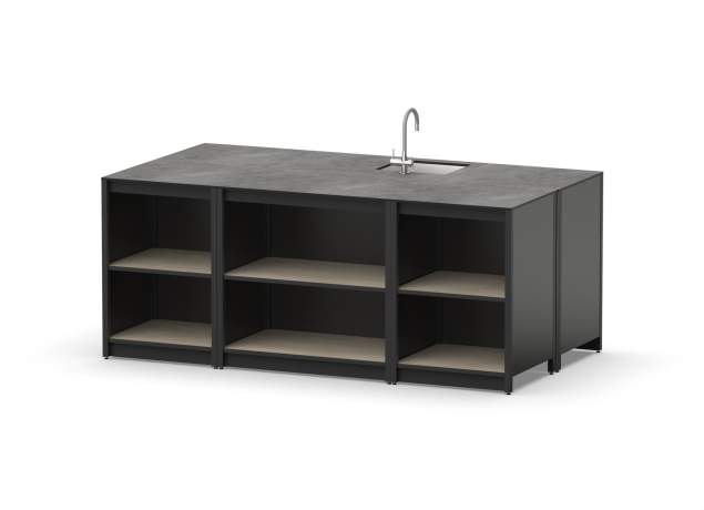Остров кухонный уличный R-404S, 2.1 м, дуб сонома/черный мрамор