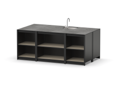 Остров кухонный уличный R-404S, 2.1 м, дуб сонома/черный мрамор