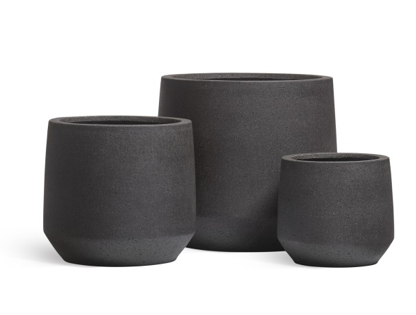 Кашпо TREEZ Ergo Hard Rock Трапециевидная чаша Черный песок д-53, в-49 см