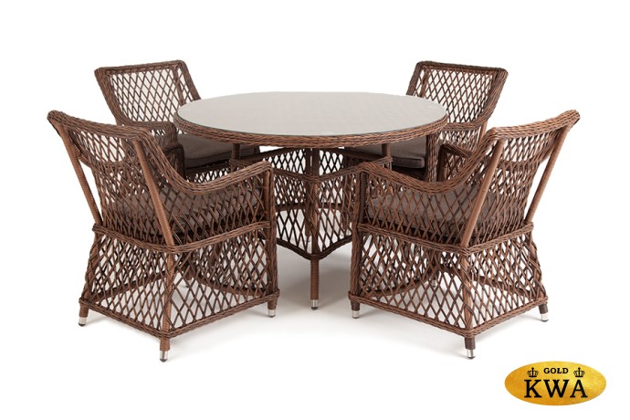 "Доппио" обеденная группа плетеная, цвет коричневый