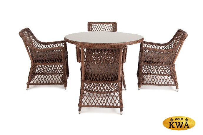 "Доппио" обеденная группа плетеная, цвет коричневый