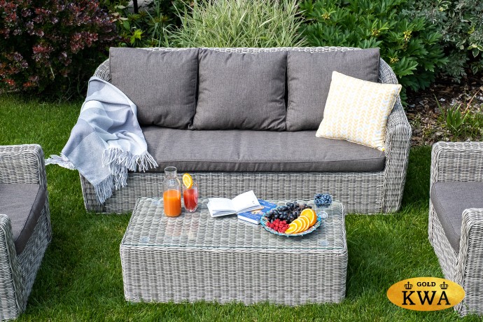 "Фабриция" журнальный столик из искусственного ротанга, цвет серый