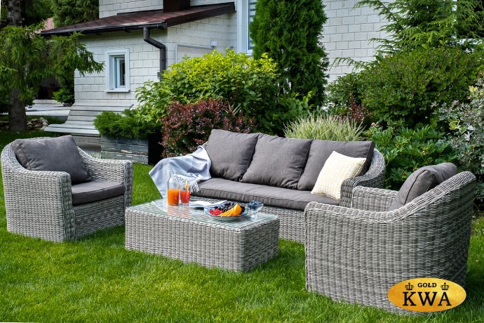 "Фабриция" журнальный столик из искусственного ротанга, цвет серый