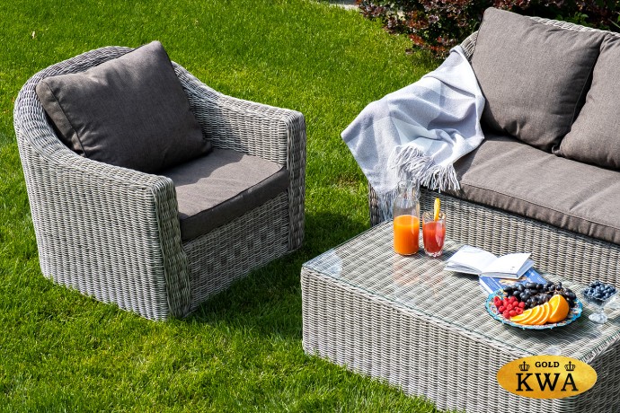 "Фабриция" журнальный столик из искусственного ротанга, цвет серый