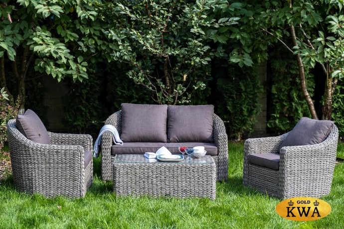 "Кон Панна" диван из искусственного ротанга (гиацинт) двухместный, цвет графит