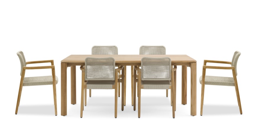 Kosta тик Комплект обеденной мебели натуральный/бежевый, тик/алюминий/веревка