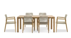 Kosta тик Комплект обеденной мебели натуральный/бежевый, тик/алюминий/веревка