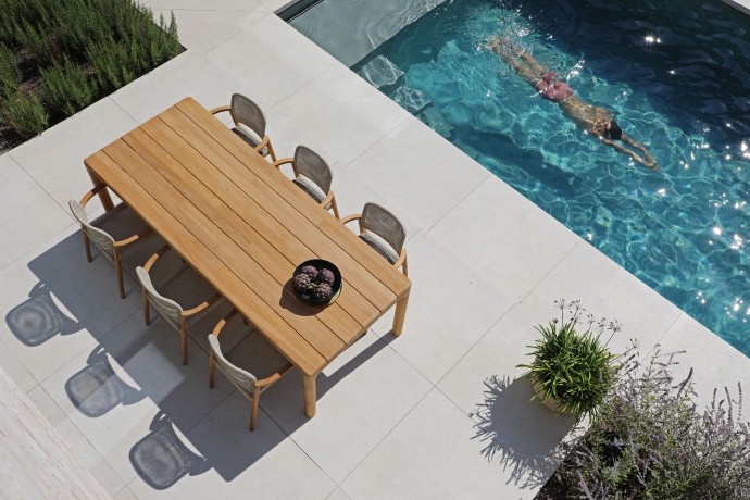 Kosta тик Комплект обеденной мебели натуральный/бежевый, тик/алюминий/веревка