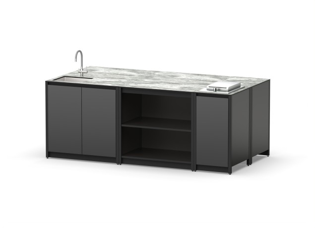 Остров кухонный уличный R-405SP, 2.2 м, черный/серый каспий