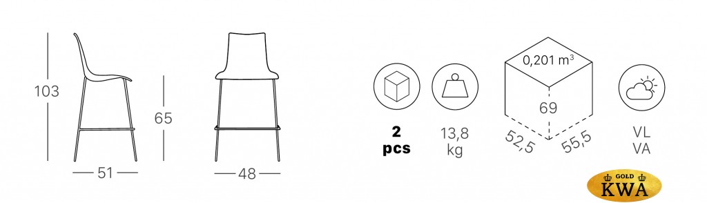 Стул полубарный пластиковый