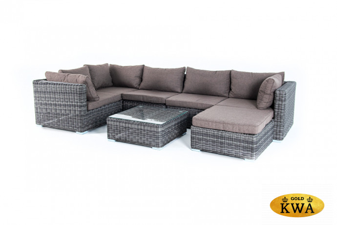 "Лунго" трансформирующаяся лаунж-зона из искусственного ротанга, цвет графит