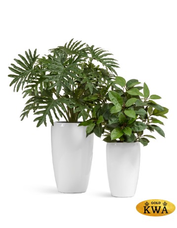 Кашпо TREEZ Effectory Gloss Высокий округлый конус Белый глянцевый лак в-68 см, д-43 см