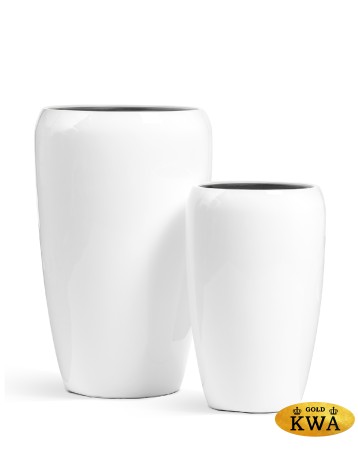 Кашпо TREEZ Effectory Gloss Высокий округлый конус Белый глянцевый лак в-68 см, д-43 см