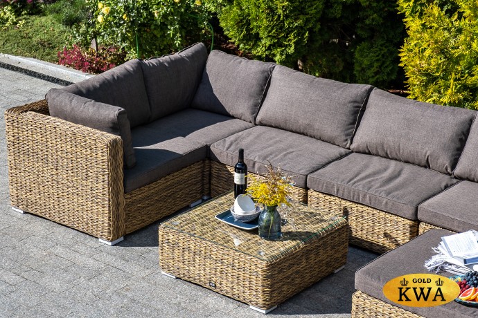 "Лунго" модуль диванный угловой с подушками, цвет соломенный (гиацинт)