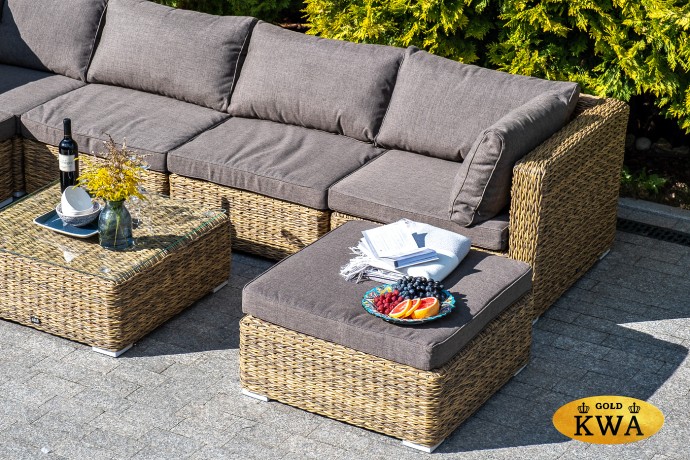 "Лунго" модуль диванный угловой с подушками, цвет соломенный (гиацинт)