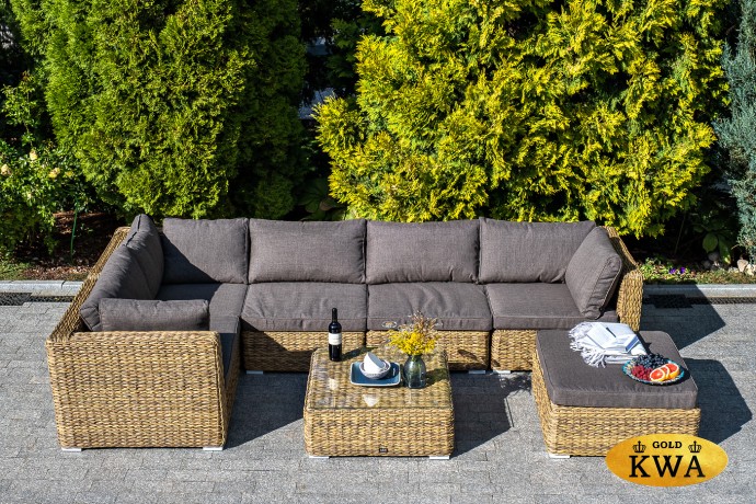 "Лунго" модуль диванный угловой с подушками, цвет соломенный (гиацинт)