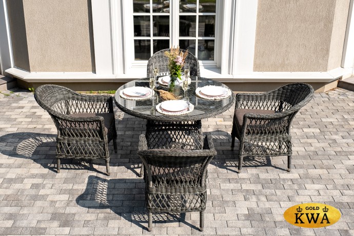"Дольче" обеденная группа из искусственного ротанга, цвет графит