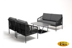 &quot;Канны&quot; лаунж-зона 4-местная из роупа узелкового плетения, каркас алюминий, роуп темно-серый