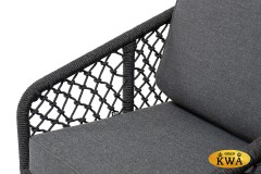 &quot;Канны&quot; лаунж-зона 4-местная из роупа узелкового плетения, каркас алюминий, роуп темно-серый