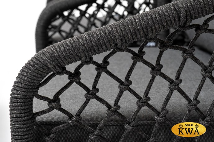 "Канны" лаунж-зона 4-местная из роупа узелкового плетения, каркас алюминий, роуп темно-серый