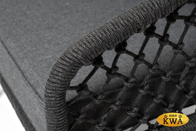 "Канны" лаунж-зона 4-местная из роупа узелкового плетения, каркас алюминий, роуп темно-серый