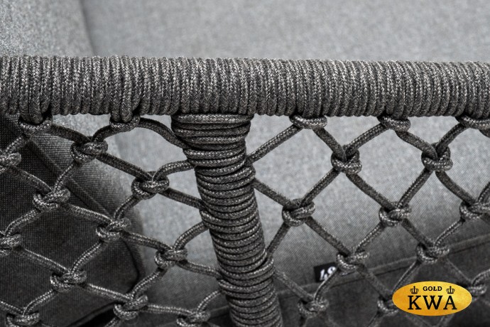 "Канны" лаунж-зона 4-местная из роупа узелкового плетения, каркас алюминий, роуп темно-серый