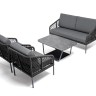 "Канны" лаунж-зона 4-местная из роупа узелкового плетения, каркас алюминий, роуп темно-серый