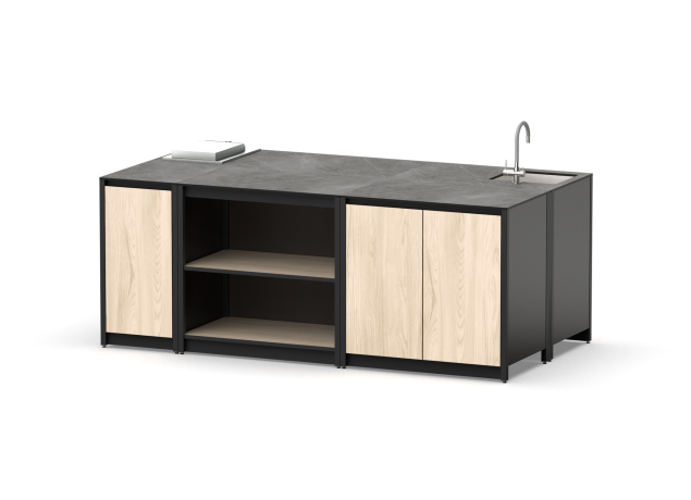 Остров кухонный уличный R-405SP, 2.2 м, дуб сонома/черный мрамор
