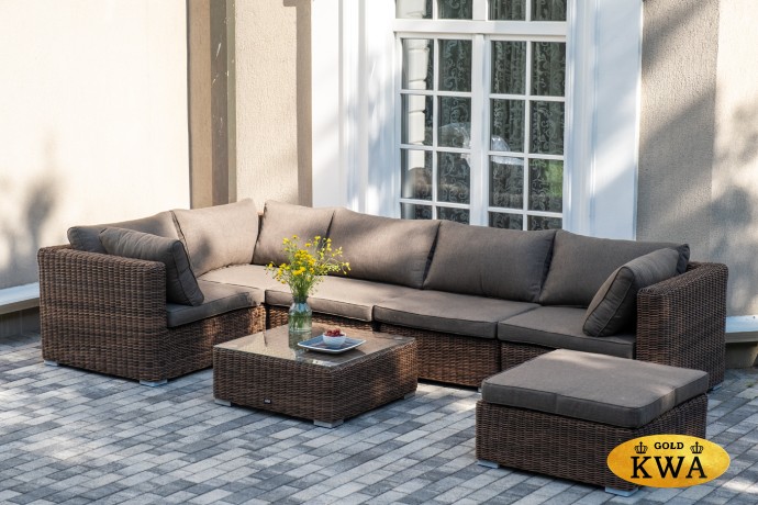 "Капри" трансформирующаяся лаунж-зона из искусственного ротанга, цвет коричневый