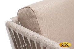 &quot;Касабланка&quot; диван 2-местный плетеный из роупа, каркас алюминий светло-серый (RAL7035) шагрень, роуп серо-коричневый 23мм, ткань Savana Ivory