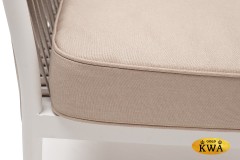 &quot;Касабланка&quot; диван 2-местный плетеный из роупа, каркас алюминий светло-серый (RAL7035) шагрень, роуп серо-коричневый 23мм, ткань Savana Ivory